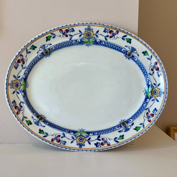 Antique 1920s Whieldon Ware F Winkle & Co Zeeland Pattern Oval Serving Plate - Picture 1 of 11
